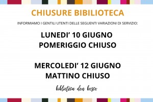 CHIUSURE biblioteca don bosco