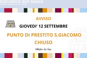 CHIUSURA punto di prestito S. GIACOMO