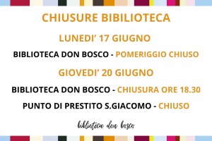 CHIUSURE biblioteca don bosco