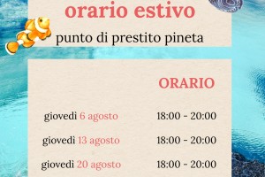 Orario estivo - punto di prestito Pineta 