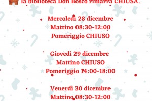 Orari festività natalizie biblioteca Don Bosco di Laives